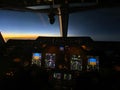 Airplane cockpit, Inflight during night time