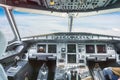 Airplane cockpit inside of civil aircraft