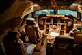 Airplane cockpit. KLM Cargo Boeing 747. 10/11/2014 - Almaty, Kazakhstan