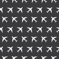 Airplane Commercial Aviation Seamless Sign Dark Silhouette Pattern