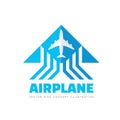 Airplane - concept business logo template vector illustration. Air travel wings creative sign. Graphic design elements. Royalty Free Stock Photo