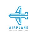 Airplane concept business template logo design. Air travel wings creative icon logo sign. Royalty Free Stock Photo