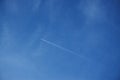 Airplane contrail against clear blue sky