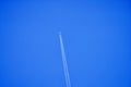 An airplane contrail in a clear blue sky. Royalty Free Stock Photo