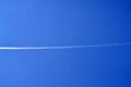 An airplane contrail in a clear blue sky. Royalty Free Stock Photo