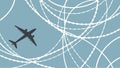 Airplane contrails pattern, air travel and journey lines design. vector design Generative AI