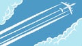 Airplane contrails sky, aviation travel and aerial view scenery vector design Generative AI