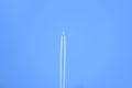 Airplane contrails in the sky