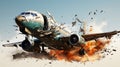 An airplane crash background