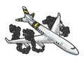 Airplane crash sketch engraving vector