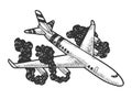 Airplane crash sketch engraving vector