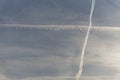 Airplane cross on blue sky