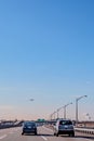 Airplane departure flying near Newark Airport, New Jersey, New York Royalty Free Stock Photo