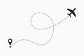 Airplane dotted line path. Air plane route. Vector. Royalty Free Stock Photo