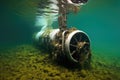 airplane engine parts submerged in water