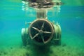 airplane engine parts submerged in water