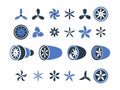 Airplane engines. Propeller turbine symbols plane equipment detailing aviation vector