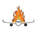 Airplane Engulfed in Flames Illustration Royalty Free Stock Photo