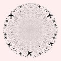 Airplane Icon Mosaic Burst Spheric Globula