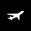 Airplane Flat Icon On Black Background. Black Style Vector Illustration Royalty Free Stock Photo