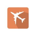 Airplane flat vector icon with color background Royalty Free Stock Photo