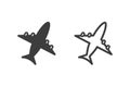 Airplane flat vector illustration glyph style design with 2 style icons black and white. Royalty Free Stock Photo