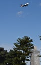 Airplane Flies Over the Memorial Bridge Over the Potomac River Towards Ronald Reagan Washington National Airport