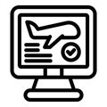 Airplane flight control icon outline vector. Passenger boarding counter