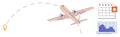 Airplane with Flight Path, Calendar Reminder, and Chart for Travel Planning and Scheduling Royalty Free Stock Photo