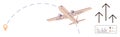Airplane in Flight with Path, Data Graph, and Growth Arrows for Business or Travel Concept Royalty Free Stock Photo