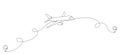 Airplane flight routes drawn with a single editable line. Continuous single line vector drawing of destination at airports. Royalty Free Stock Photo