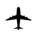 Airplane flight tickets air fly travel takeoff silhouette element. Plane symbol. Travel icon. Flat design