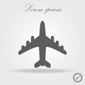 Airplane flight tickets air fly travel takeoff silhouette element. Plane symbol. Travel icon. Flat design. EPS 10.