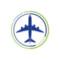 Airplane flight travel symbol, Flat plane view of a flying aircraft Royalty Free Stock Photo