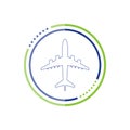 Airplane flight travel symbol, Flat plane view of a flying aircraft