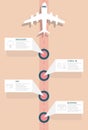 Airplane flights information vertical timeline infographics