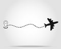 Airplane fligth route or air plane destination line path vector icon eps10 Royalty Free Stock Photo