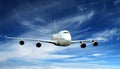 Airplane fly on blue sky Royalty Free Stock Photo