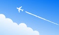 Airplane fly on blue sky background with vapour trail. Jet airplane in clean blue sky Royalty Free Stock Photo