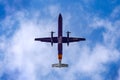 Airplane Flybe is taking off at the airport, Exeter, UK, September, 2019