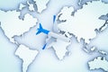 Airplane flying above world map Royalty Free Stock Photo