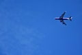 Airplane flying in the blue sky