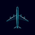 Airplane flying in a dark night sky. Flight up tourism journey symbol concept speed travel symbol. Transportation Royalty Free Stock Photo