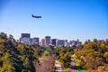 Airplane flying over San Diego.