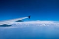 Airplane flying over the clouds Royalty Free Stock Photo