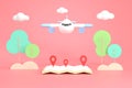 Airplane flying over the map. travel concept Royalty Free Stock Photo