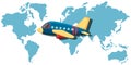 An Airplane Flying Over World Map Royalty Free Stock Photo