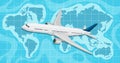 A Airplane Flying over World Map Royalty Free Stock Photo