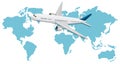 A Airplane Flying over World Map Royalty Free Stock Photo