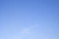 An airplane flying in a pure gradient blue sky without clouds